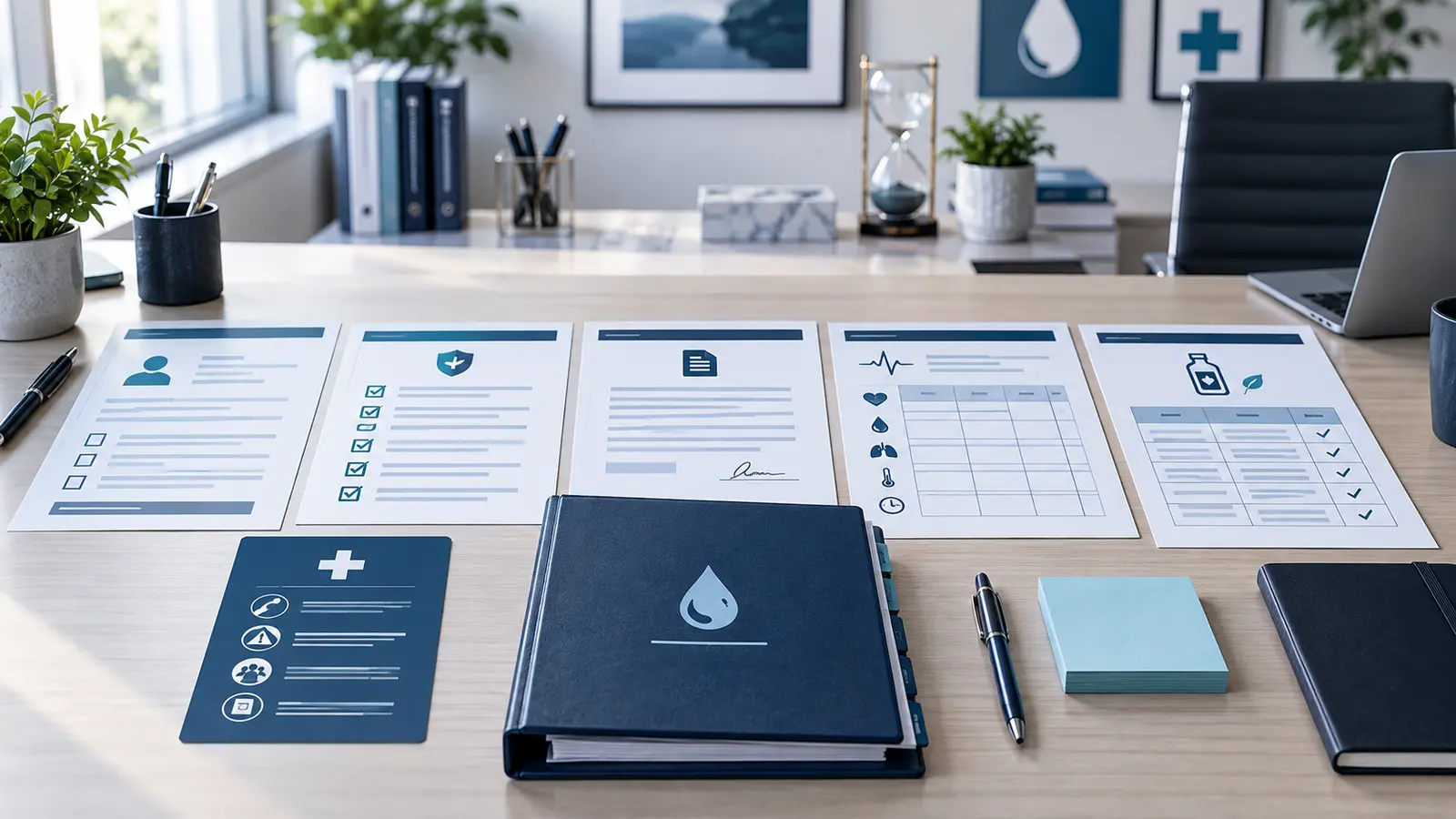 Organized IV hydration intake, authorization, monitoring, ingredient, and emergency documents