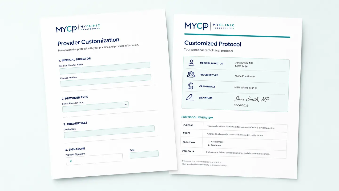 Medical director and provider credential customization example