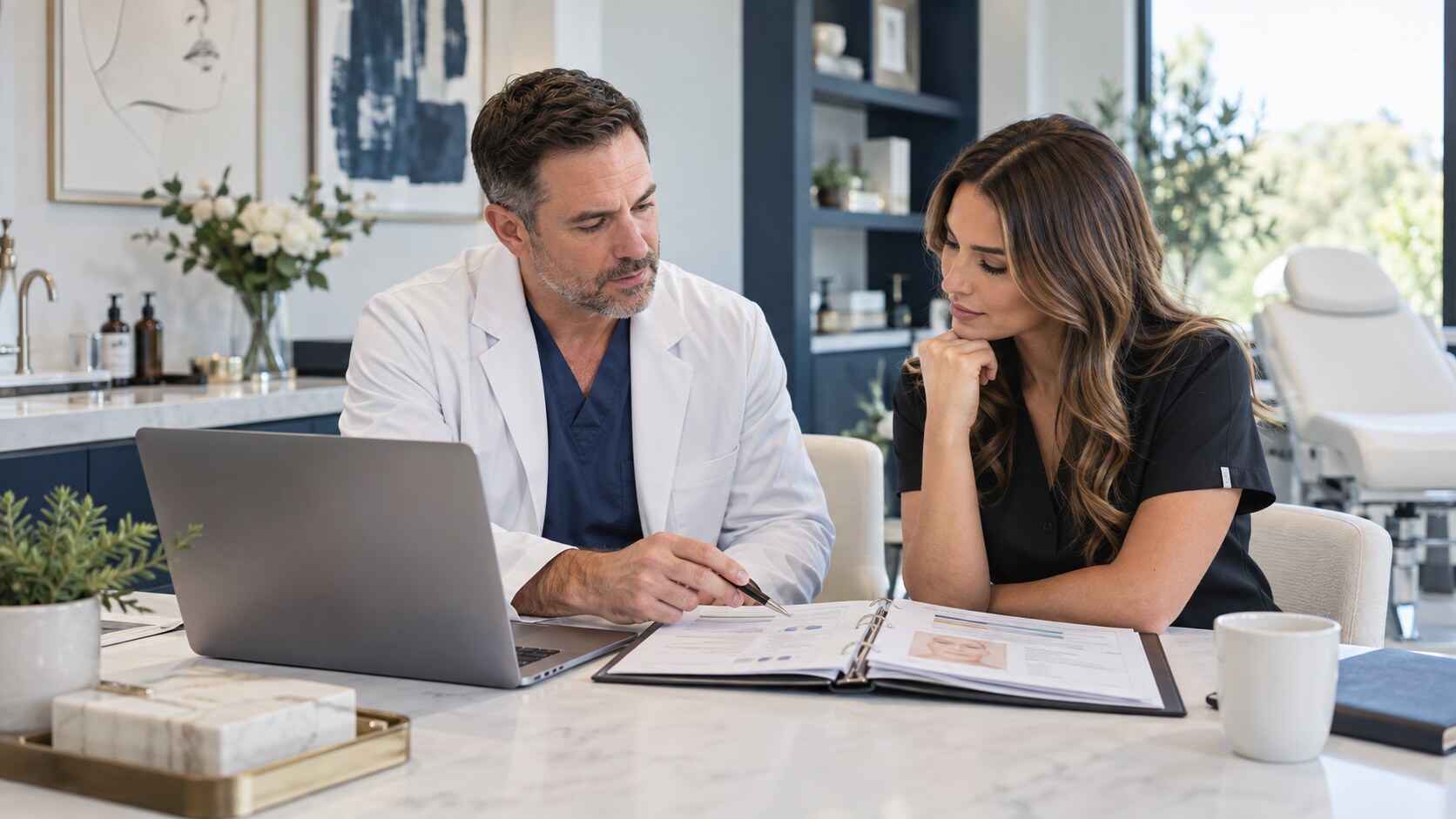 Clinicians reviewing a protocol